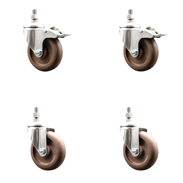 Service Caster 4 Inch 316SS High Temp Glass Filled Nylon 3/8 Inch Stem Caster Lock Brake, 2PK SS316TSTTL20S414-GFNSHT-381615-2-S2 - main